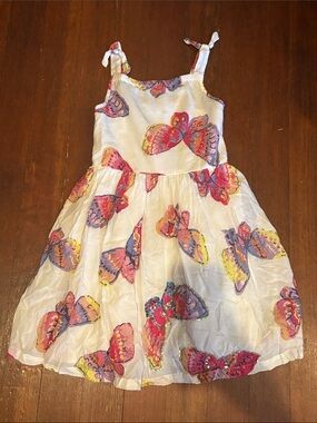 Peek White Sundress with Pink, Yellow & Purple Butterfly Print